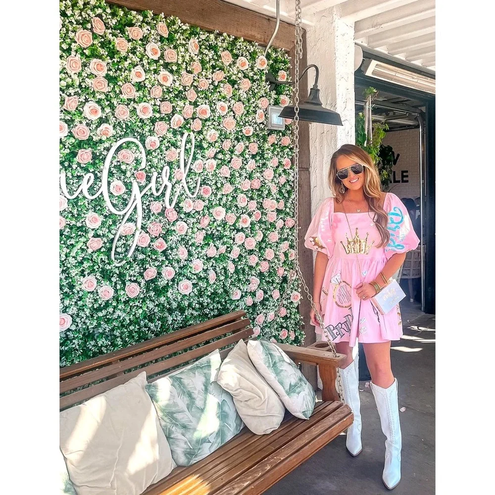 Pink 'Bride' Puff Sleeve Mini Dress - Picture 5 of 16